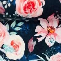 French Terry | ARVID | Blumen marineblau
